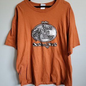 Johnny Morris Bass Pro Shops Orange and Silver Logo Size XL Short Sleeve Shirt